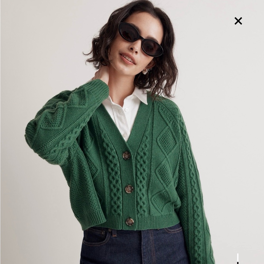 Madewell Cable Knit Cropped Cardigan